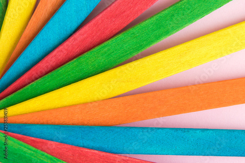 Colorful popsicle sticks background abstract minimal creative concept.