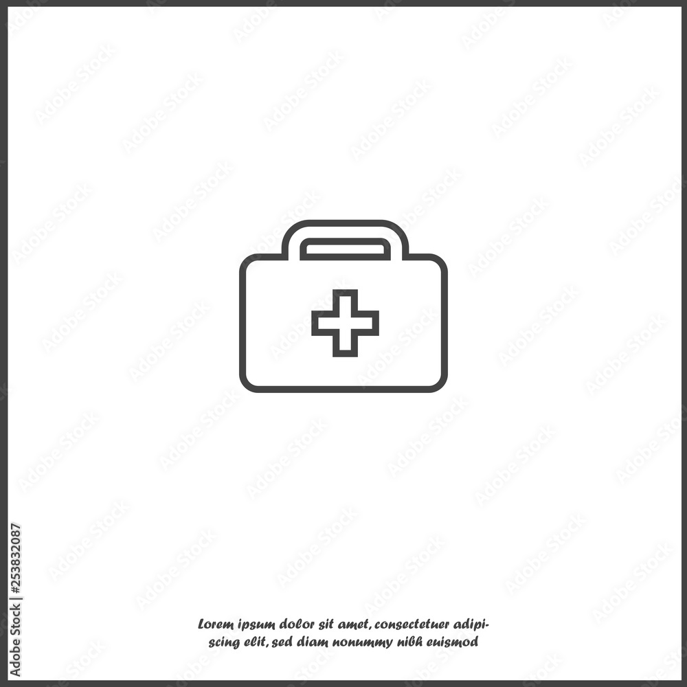 Vector icon indicates the presence of first-aid. Doctor. First Aid Kit on white isolated background. Vector icon indicates the presence of first-aid. Doctor. First Aid Kit on white isolated background.
