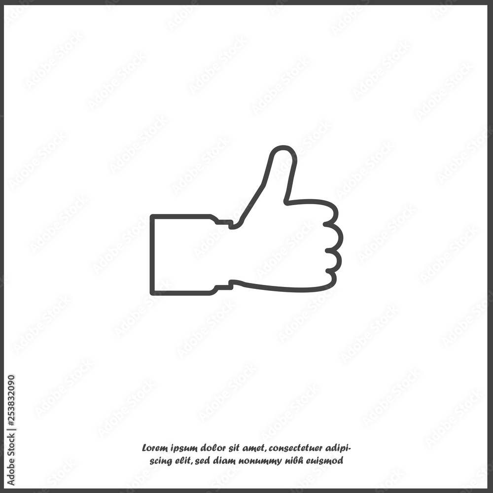 Hand Thumb Up icon flat. Vector illustration thumb up on white isolated background. Hand Thumb Up icon flat. Vector illustration thumb up on white isolated background.