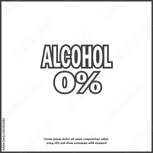 No alcohol. Vector icon alcohol-free on white isolated background.