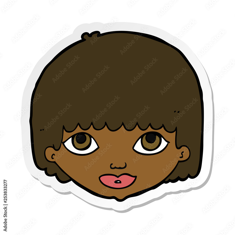 sticker of a cartoon female face sticker of a cartoon female face