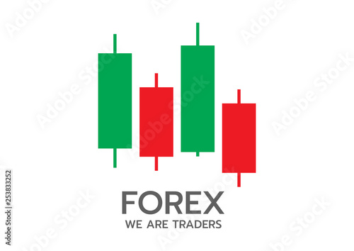 Logo candlestick trading chart analyzing in forex 