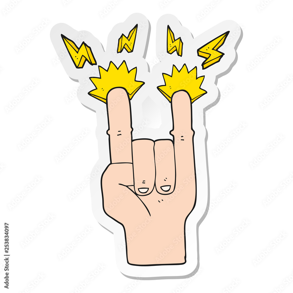 sticker of a cartoon hand making rock symbol sticker of a cartoon hand making rock symbol