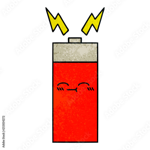 retro grunge texture cartoon battery