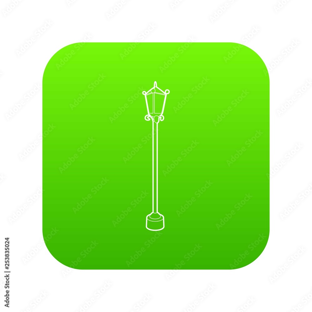 Street lamp icon green vector isolated on white background Street lamp icon green vector isolated on white background