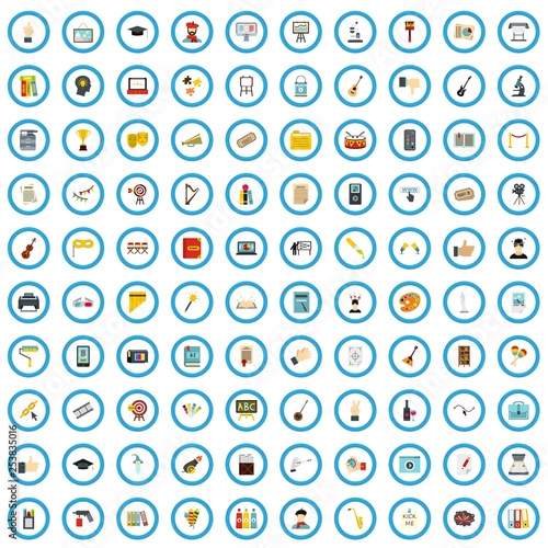 100 design essay icons set in flat style for any design vector illustration