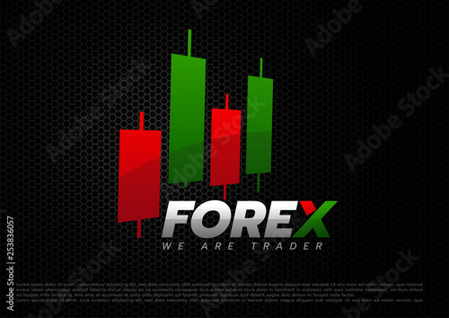 Logo candlestick trading chart analyzing in forex 
