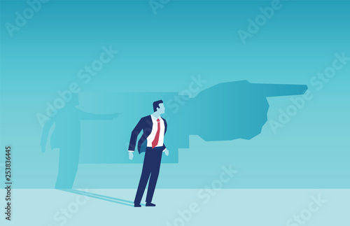 Vector of a businessman shadow pointing him a direction