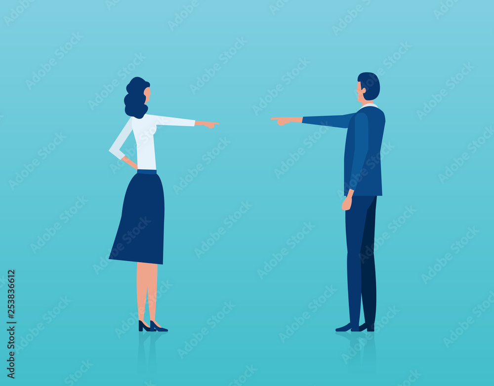 Vector of a man and woman having an argument blaming each other