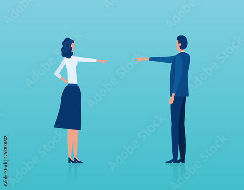 Vector of a man and woman having an argument blaming each other