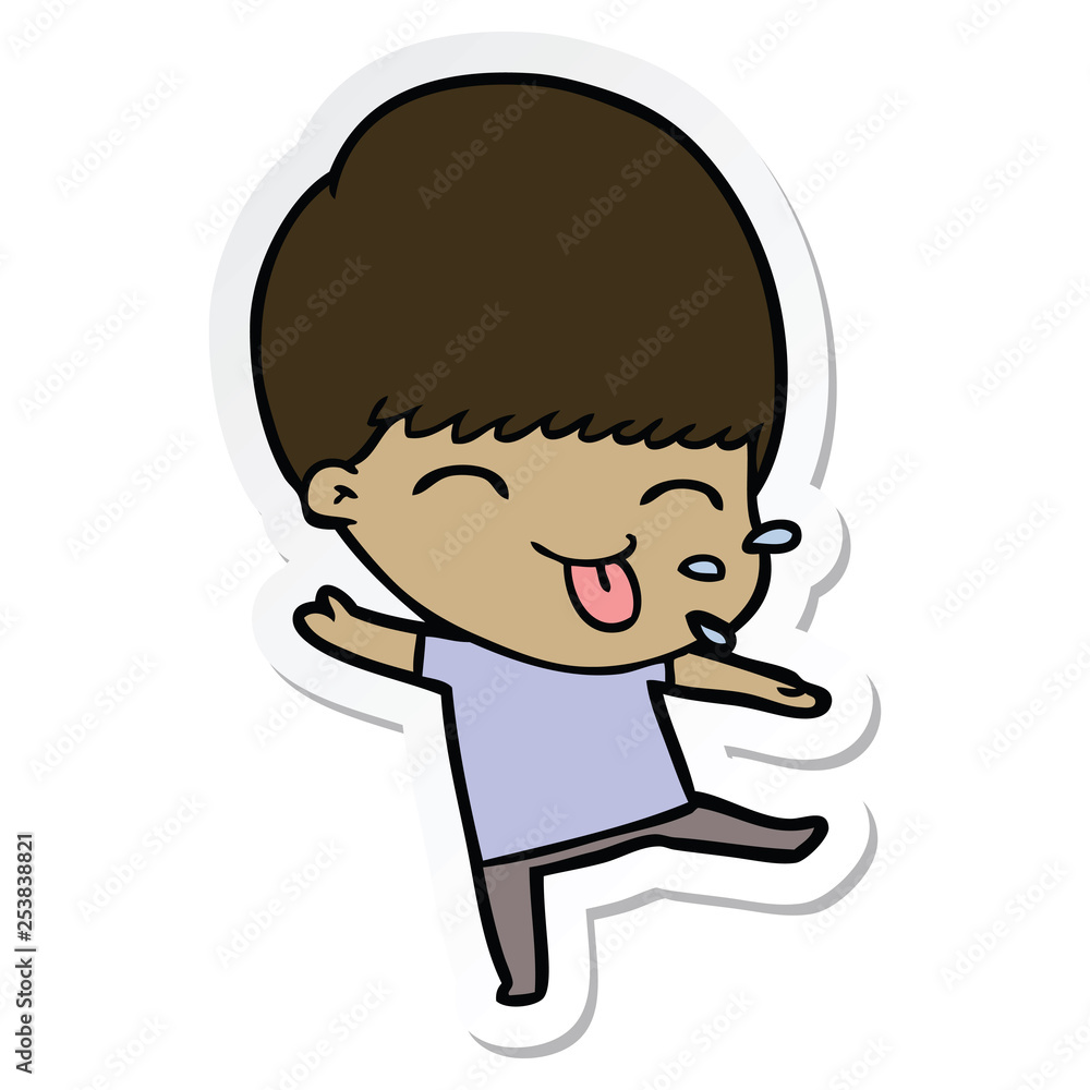 sticker of a cartoon boy sticking out tongue sticker of a cartoon boy sticking out tongue