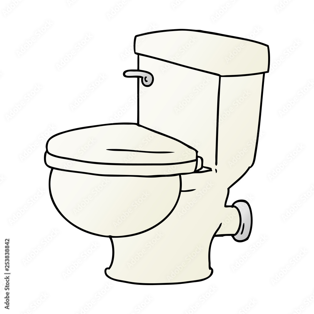 gradient cartoon doodle of a bathroom toilet Stock Vector | Adobe Stock