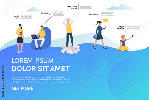 Messenger, streaming and music online services advertisement