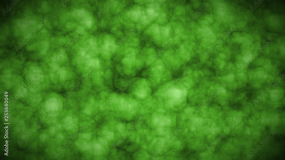 Abstract 2D art animation pieces of hues of green. 2D animation green tone grunge texture abstract background. Green abstract wave, rippled water & cloud texture background. Fantasy & dreamy forms.