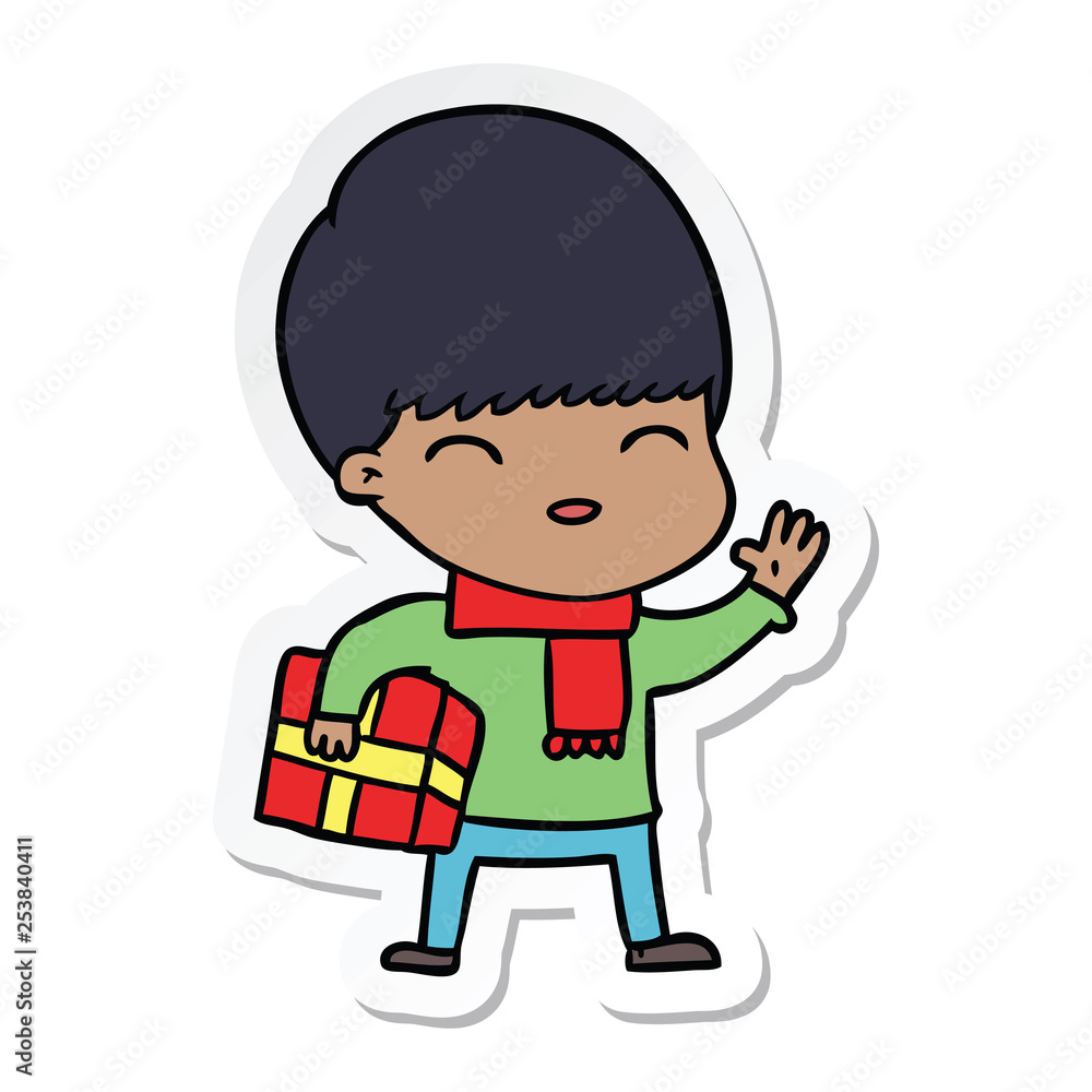 sticker of a happy cartoon boy sticker of a happy cartoon boy