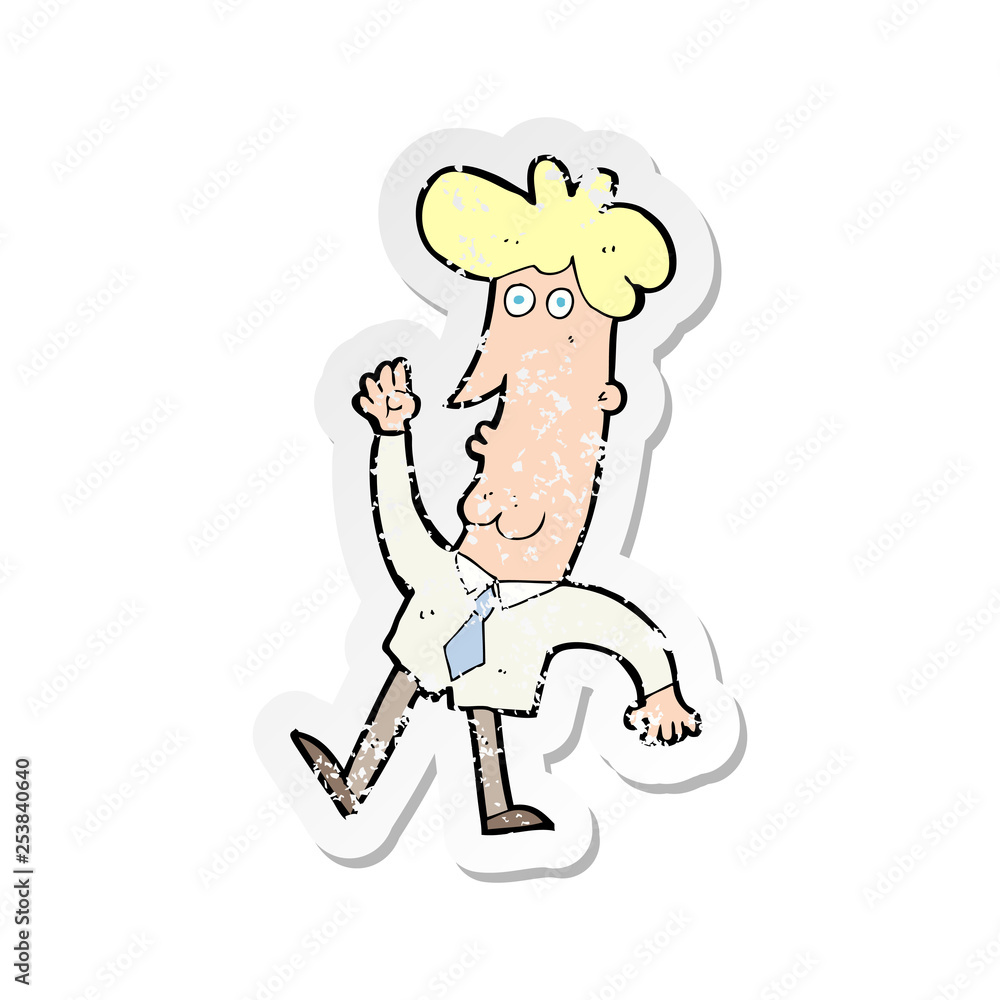 Fototapeta premium retro distressed sticker of a cartoon office man