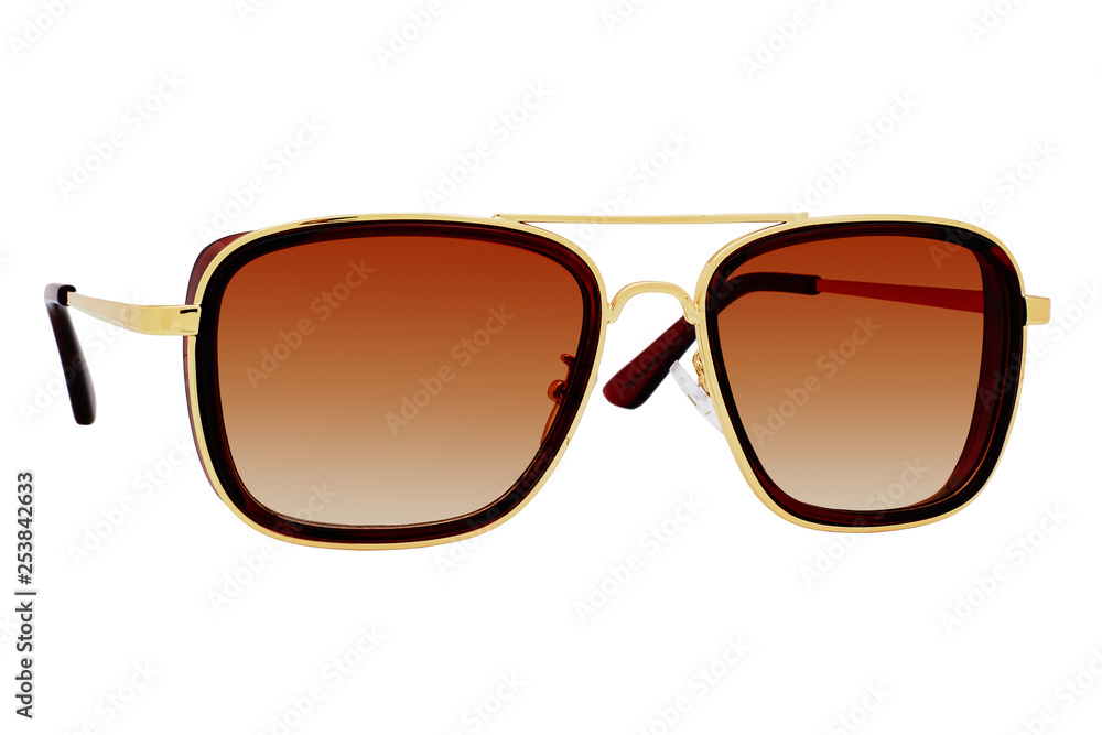 Brown sunglasses isolated on white background