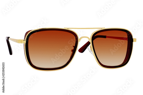Brown sunglasses isolated on white background