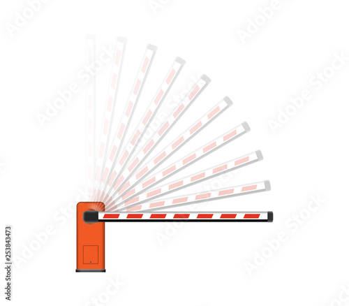 Vector barrier is automatic. The effect of closing, lowering. Car, Parking, realistic. Element isolated on light background.