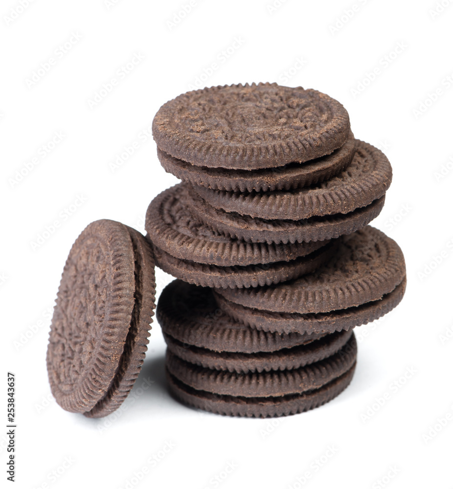 Stack of round chocolate cookies Stack of round chocolate cookies