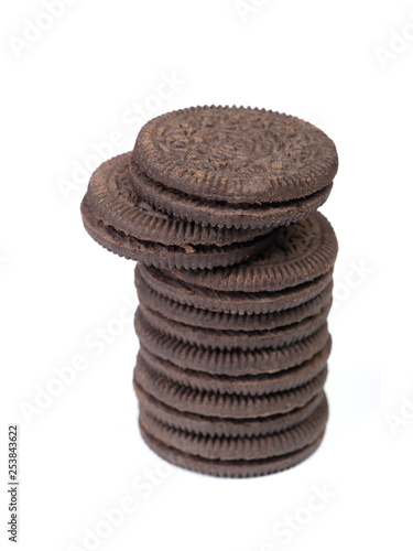 Stack of round chocolate cookies