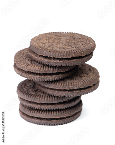 Stack of round chocolate cookies