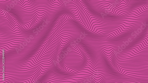 Purple & pink colorful curvy geometric lines wave pattern texture on colorful background. Wave Stripe Background. Abstract background with distorted shapes. Illusion of movement, op art pattern.