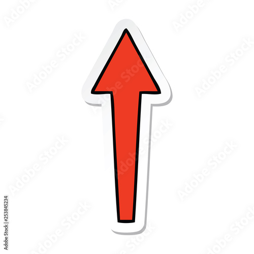 sticker of a quirky hand drawn cartoon arrow