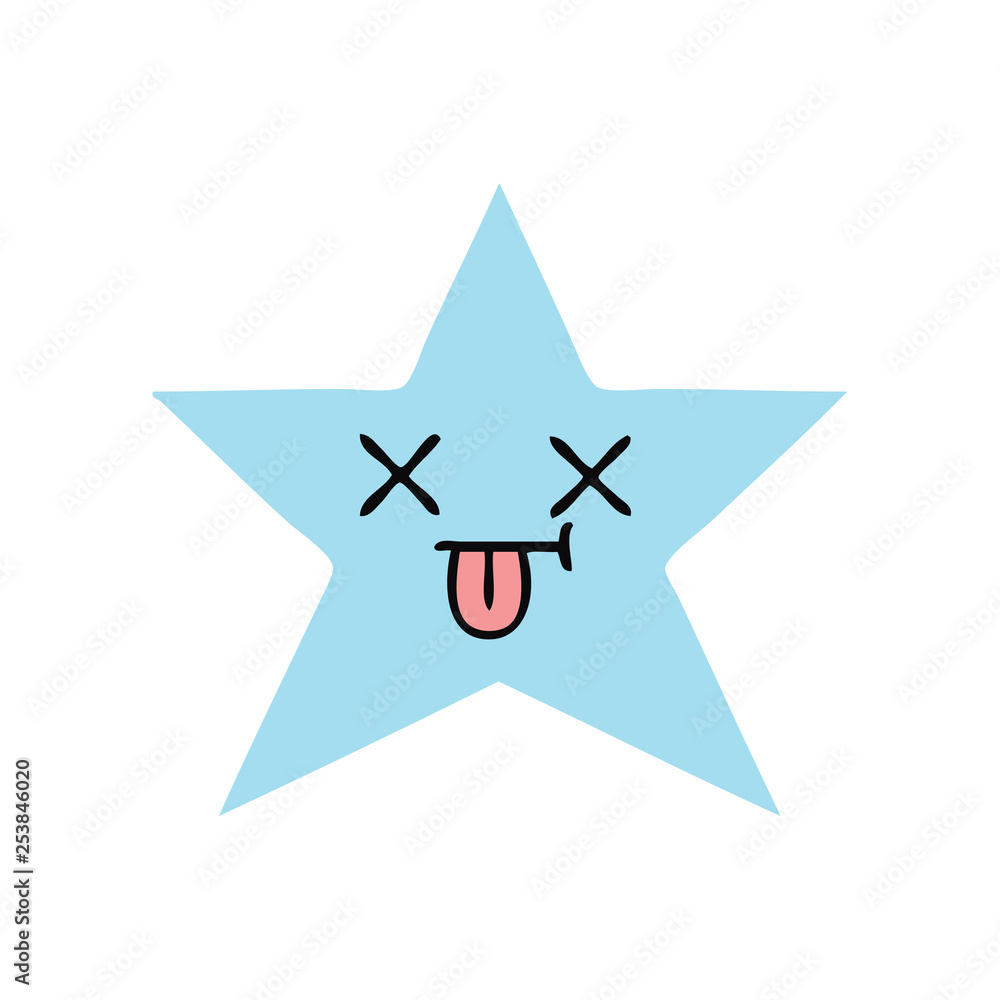 flat color retro cartoon star fish flat color retro cartoon star fish