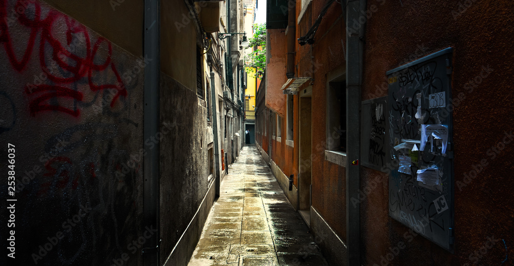 Old lanes of Venice. Narrow streets.