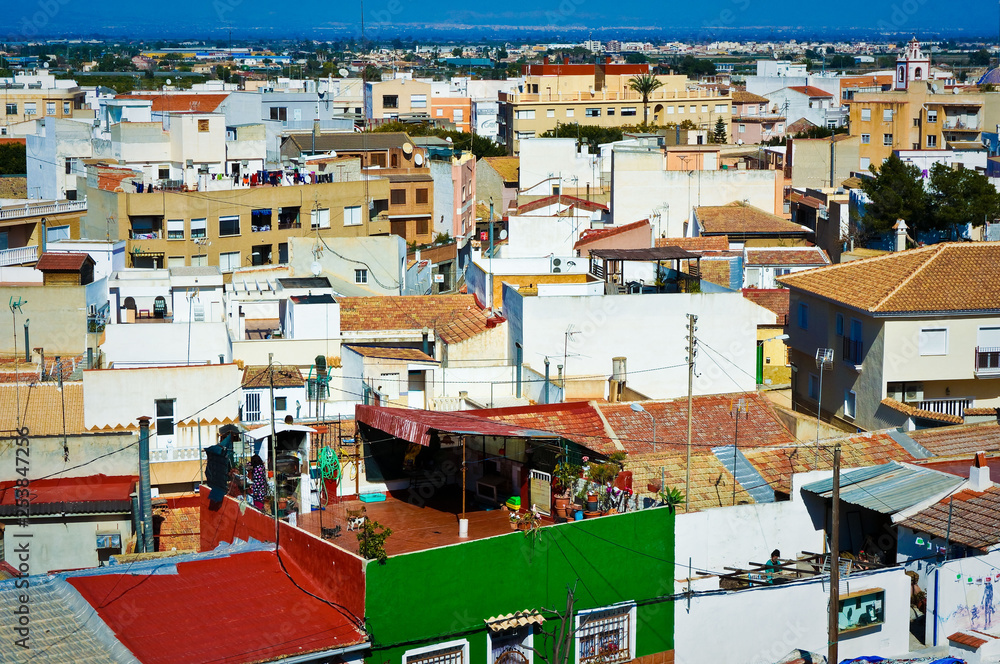 View to old roofs and houses 
