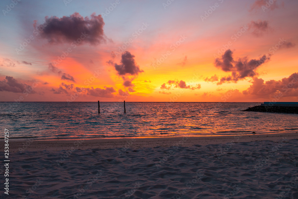 Breathtaking sunset on the maldives