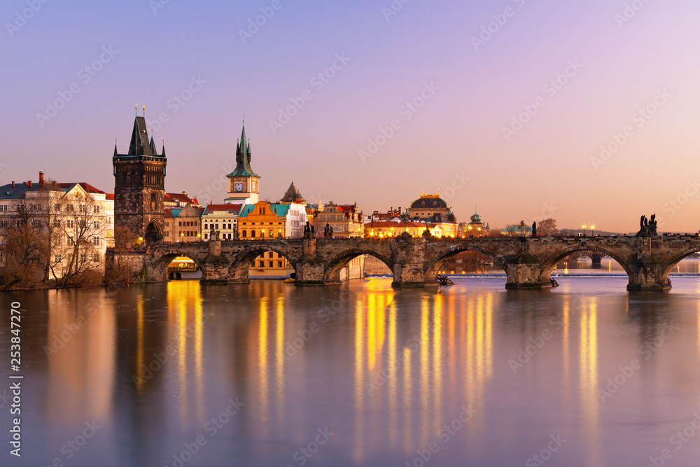 Scenic view on  historical center of Prague,buildings and landmarks of old town, Prague, Czech Republic
