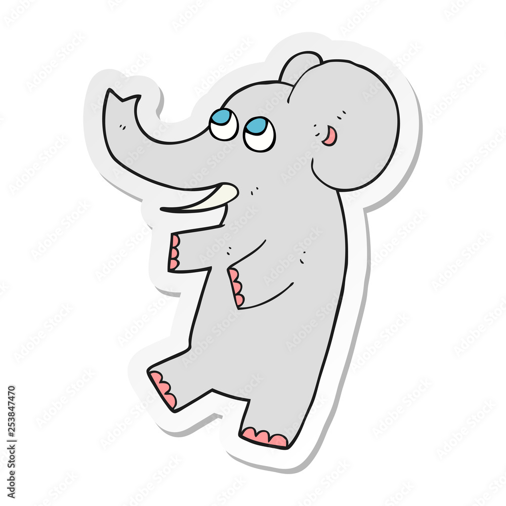 sticker of a cartoon cute elephant sticker of a cartoon cute elephant