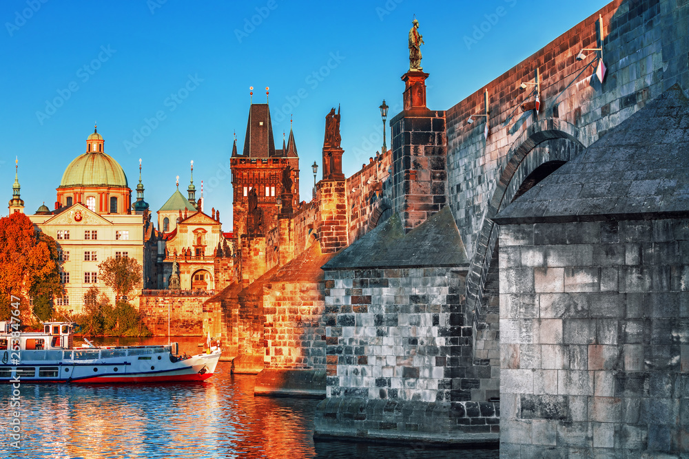 Scenic view on  historical center of Prague,buildings and landmarks of old town, Prague, Czech Republic