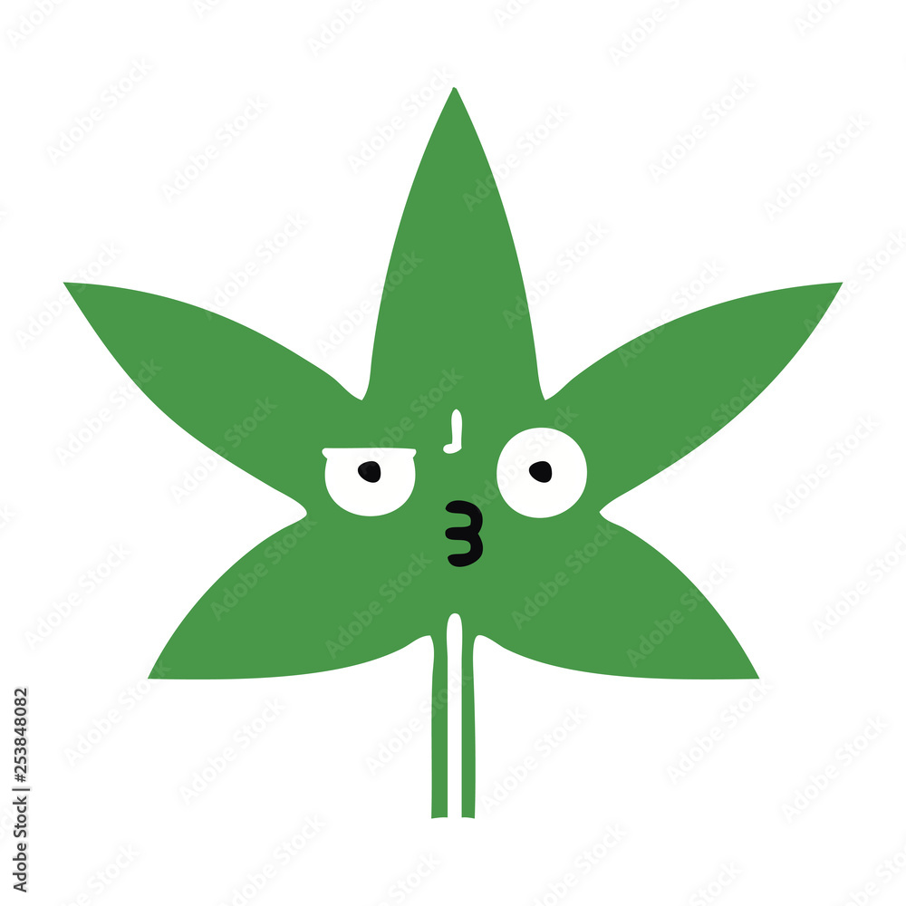 flat color retro cartoon marijuana leaf flat color retro cartoon marijuana leaf