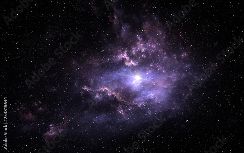Glowing space nebula and stars in deep space