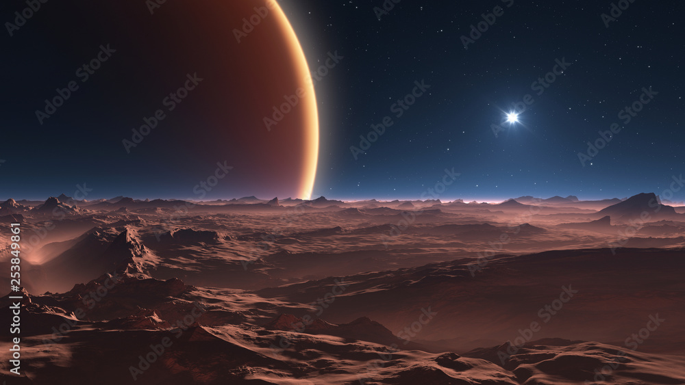 A view from Jupiter's moon, space background