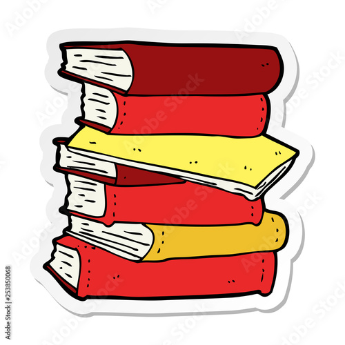 sticker of a cartoon pile of books
