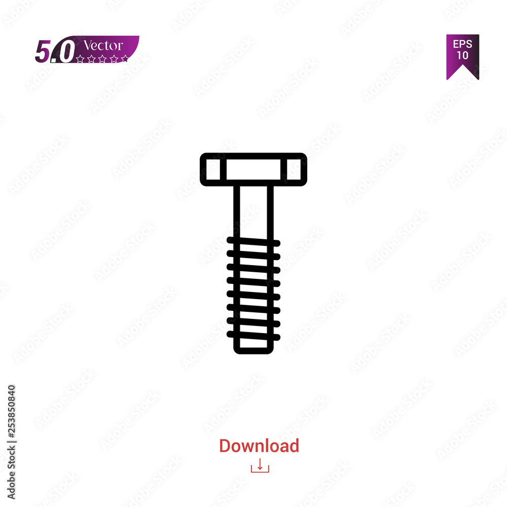 Outline screw icon isolated on white background. Popular icons for 2019 year. Line pictogram. Graphic design, mobile application, logo, user interface. EPS 10 format vector Outline screw icon isolated on white background. Popular icons for 2019 year. Line pictogram. Graphic design, mobile application, logo, user interface. EPS 10 format vector