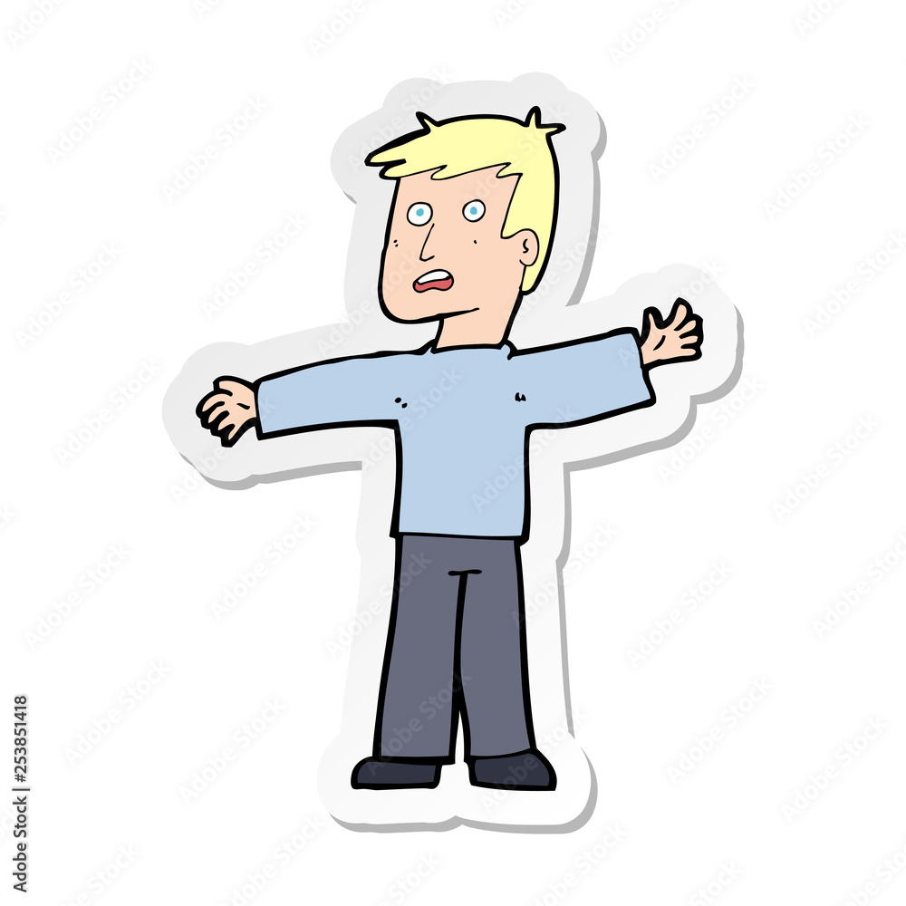sticker of a cartoon surprised man sticker of a cartoon surprised man