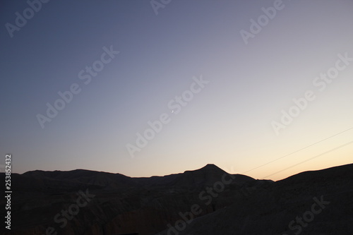 silhouette of mountains at sunset in the Masada national park