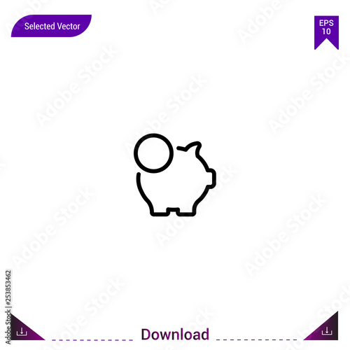 Outline piggy-bank icon isolated on white background. Line pictogram. mobile application, logo, user interface. Editable stroke. EPS10 format vector