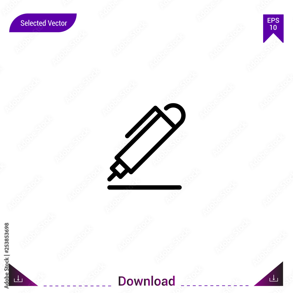 Outline pen icon isolated on white background. Line pictogram. mobile application, logo, user interface. Editable stroke. EPS10 format vector Outline pen icon isolated on white background. Line pictogram. mobile application, logo, user interface. Editable stroke. EPS10 format vector
