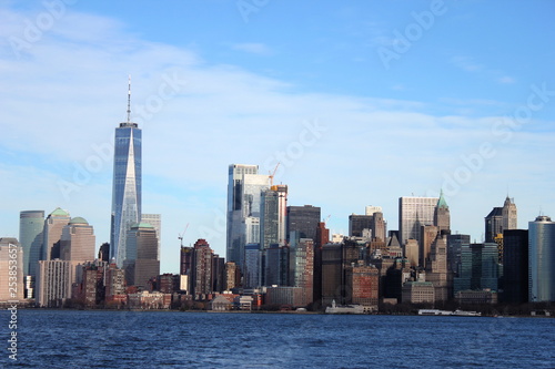 Cityscape downtown manhattan as seen from liberty island  