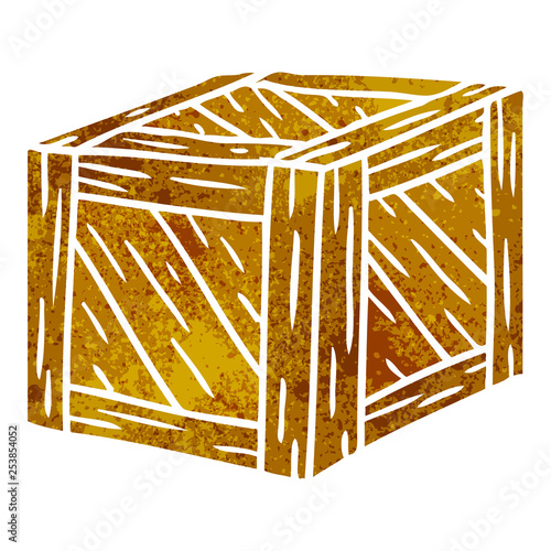 retro cartoon doodle of a wooden crate