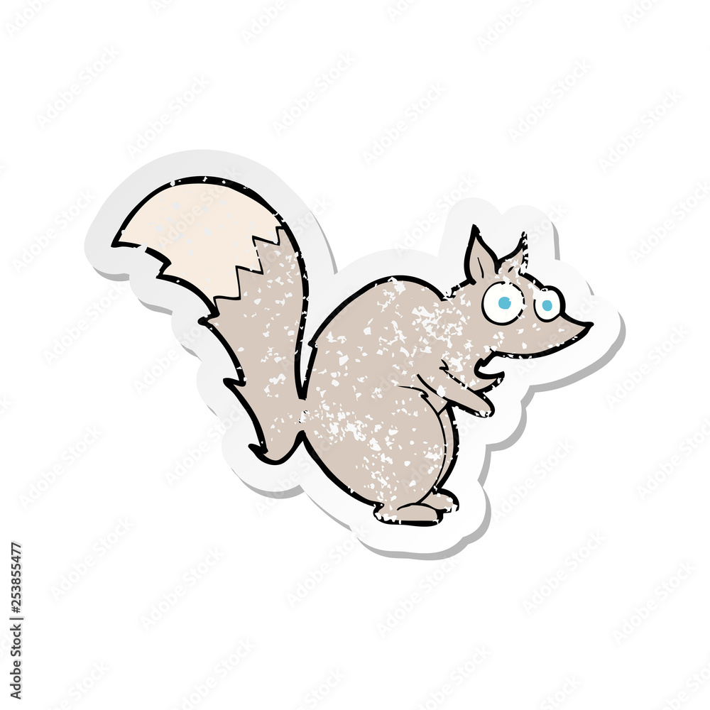 retro distressed sticker of a funny startled squirrel cartoon retro distressed sticker of a funny startled squirrel cartoon