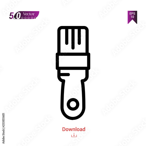 Outline paint-brush icon isolated on white background. Line pictogram. Graphic design, mobile application, logo, user interface. Editable stroke. EPS10 format vector illustration