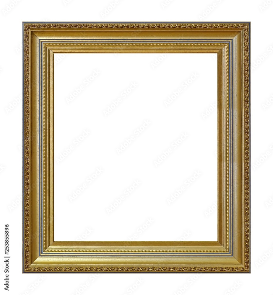 Golden frame for paintings, mirrors or photo isolated on white background Golden frame for paintings, mirrors or photo isolated on white background