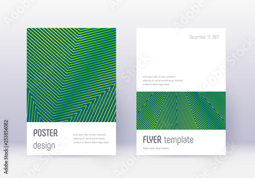 Minimalistic cover design template set. Green abst